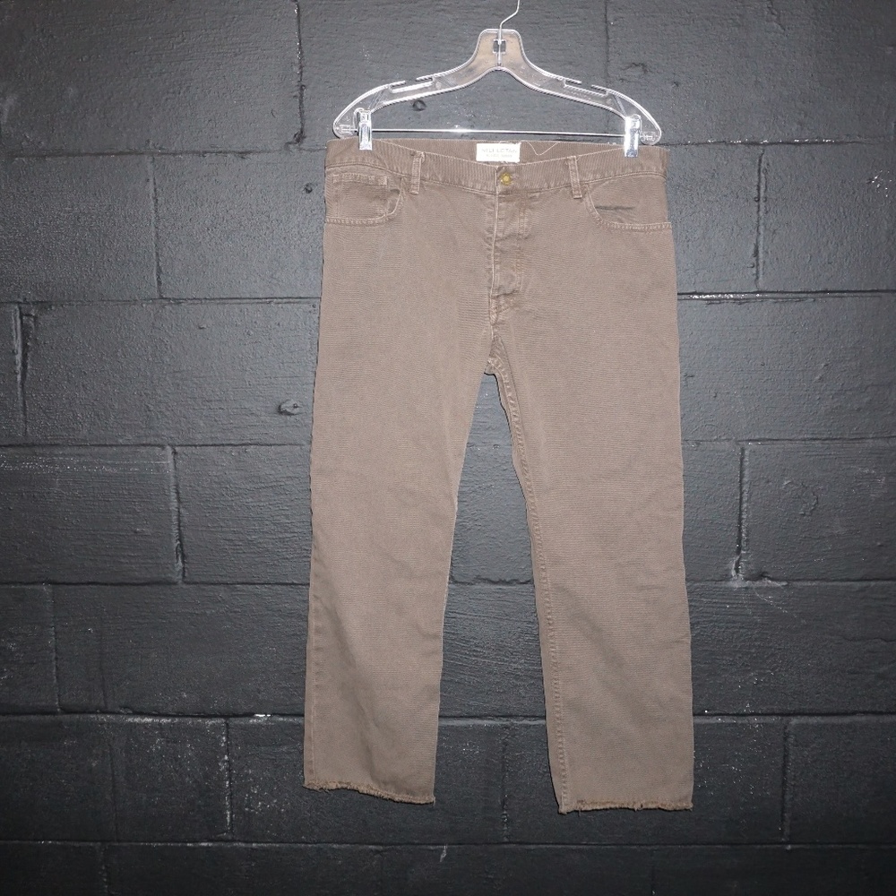 NILI LOTAN brown cotton pants raw hem 12